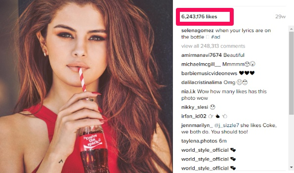 Cola cola trabalha com Selena Gomez