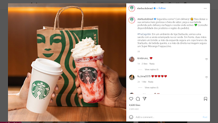 Starbucks comercializa pelo Instagram